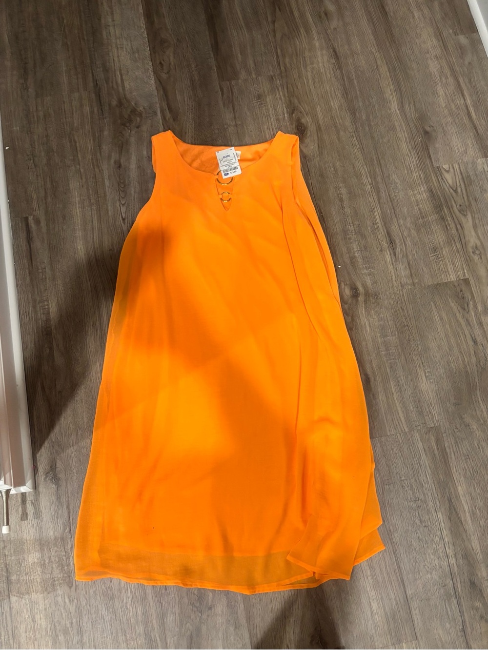 Sleeveless Neon Orange Shift Dress with Keyhole Detail